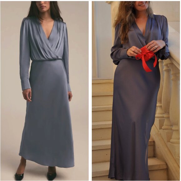 NWT Favorite Daughter The Nita Maxi Dress Gown Medium Slate Gray - Picture 1 of 10